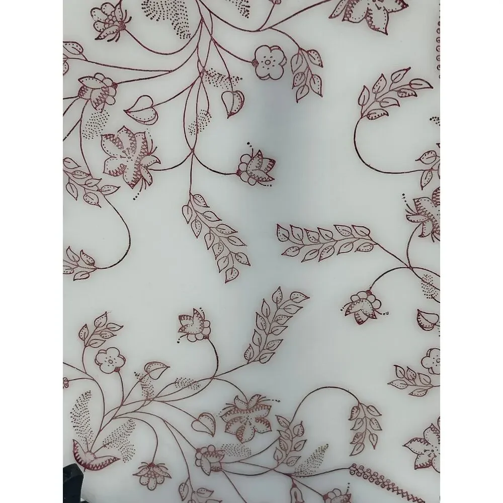Federal Glass Burgundy Botanical Wildflowers Spree Large Dinner Plate 11 Inches